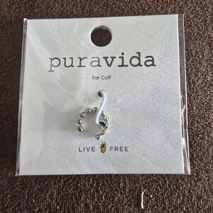 Pura Vida Silver and Gold Ear Cuff with Blue Accents